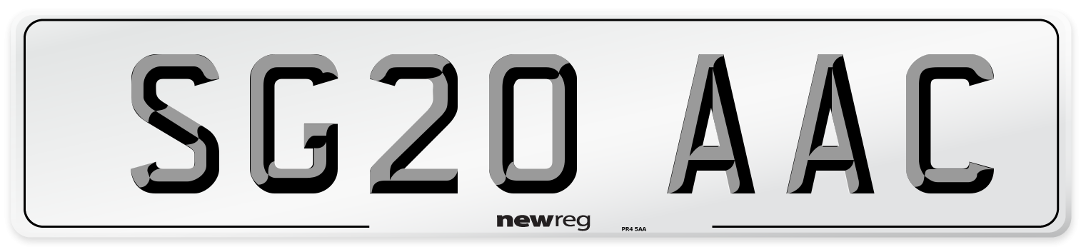 SG20 AAC Number Plate from New Reg